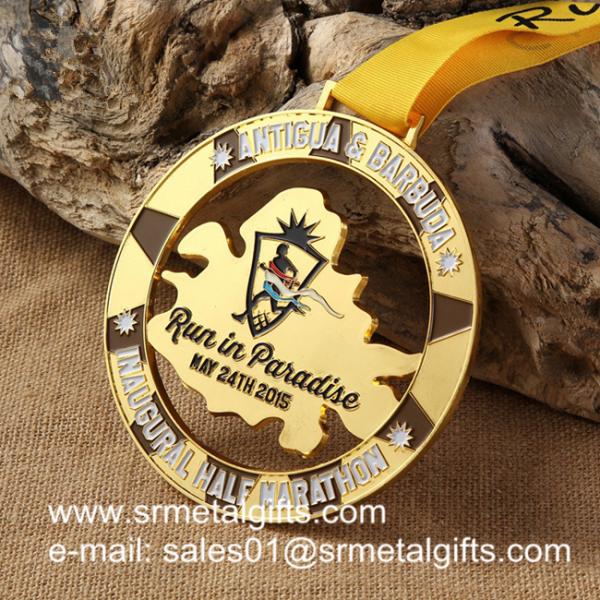 gold metal medal with enamel