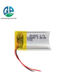 801525 230mah Lithium Polymer Battery Pack 500 Times Cycle Life