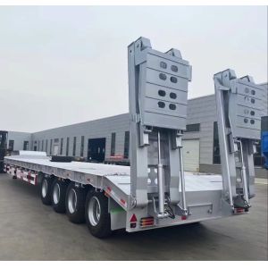 2/3/4 Axle Gooseneck Detachable Semi Lowbed Trailer , Lowboy Semi Trailer For