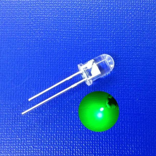 5mm Through Hole LED Diode 530nm Green Color 120deg 8-10LM Round Clear Lens For
