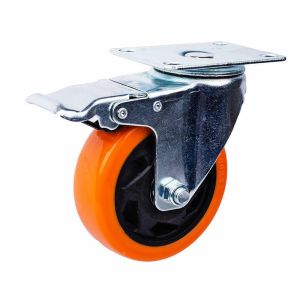 PU Wheel Industrial Caster Swivel Plate with Side Brake 4"/5"/6"/8" Heavy Duty