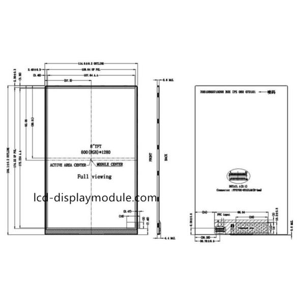 107.64 * 172.224mm Active MIPI TFT LCD Screen 300nits For Fuel Dispensers 720 x 1280