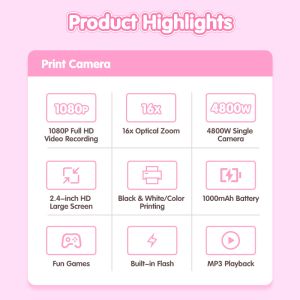 2.4 Inch Screen Color Printing Camera 1080P Full HD Video Ringing Photos To Life