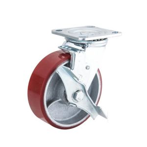 China Zinc Plated Heavy Duty Industrial PU Caster Wheel 4/5/6/8 with Brake on sale