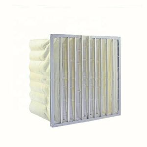 China High Dust Collected Efficiency 6 Bag Air Filter , F8 F7 Washable Synthetic Yellow Cotton Air Pocket Filter For Industry on sale