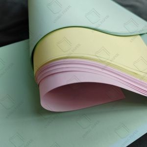 China Custom In Blue Image CFB CB CF Yellow Carbonless NCR Paper 50gsm 55gsm 60 Gsm on sale