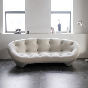 Fabric Shell Arc Shaped Living Room Sofa Modern Sleek Design Bedroom Leisure