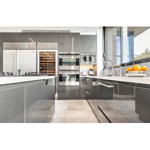 Modern European Style Kitchen Pantry Cabinet with Solid Wood and White Gloss