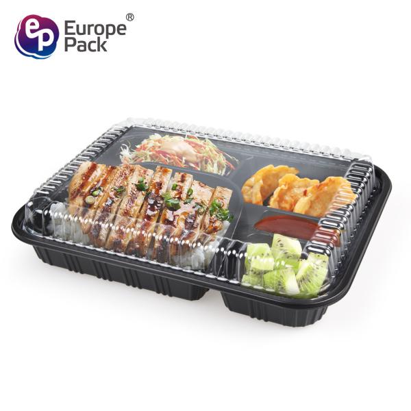 Quality Japanese Disposable Bento Tiffin Lunch Boxes Black with 5 Compartments Storage Boxes & Bins Food Container Plastic for F wholesale