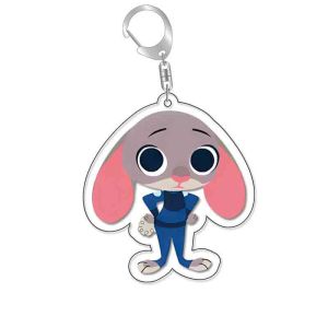 Zootopia Souvenir Printed Acrylic Charms Keychain With Metal Ring And Fashionabl