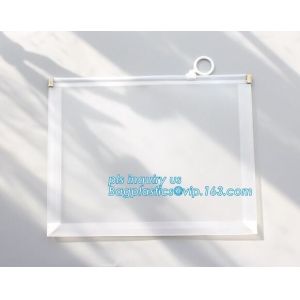 custom stationery frosted pvc bag with slider, Handy briefcase slider bag /