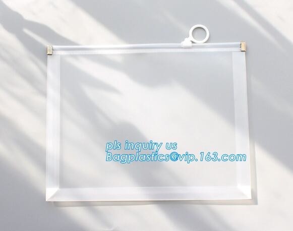 custom stationery frosted pvc bag with slider, Handy briefcase slider bag /