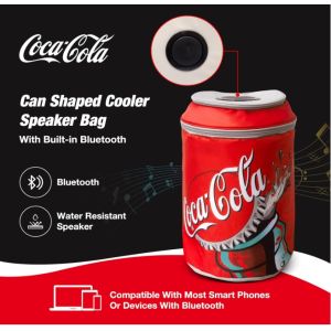 Coca Cola Can Shape Cooler Bag with Bluetooth Speaker, 5H Playtime, Adjustable