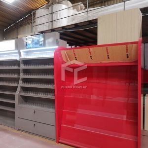 T5 LED Cigarette Shop Display Cabinet Brushed Metal Monomer Design