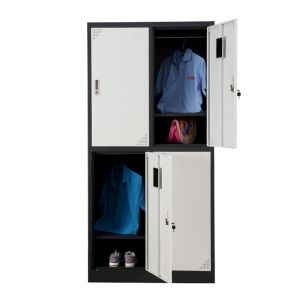 Thickness 0.5~0.8mm Four Doors Locker Gray Vertical Iron Storage Locker