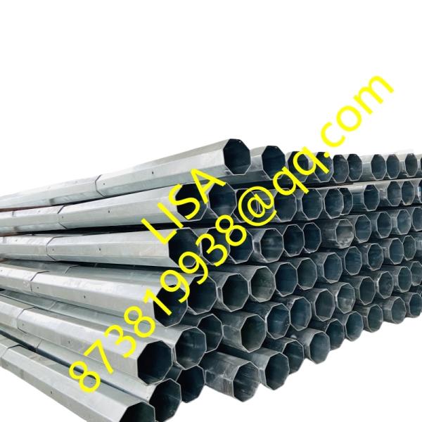 Hongxin 45FT Hot Dip Galvanized Octagonal 1200KGF 2-Segments Distribution Steel
