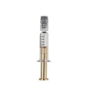 1mL Luer Lock Glass Syringe with Metal Golden Plunger