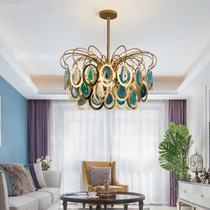 Modern Luxury colorful Nordic LED Light Ceiling Slice Agate Chandelier（WH-MI-181