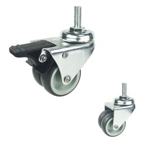 China 3 Inch Grey Furniture Wheels 176LBS Threaded Stem Swivel Locking Double Wheel Casters on sale