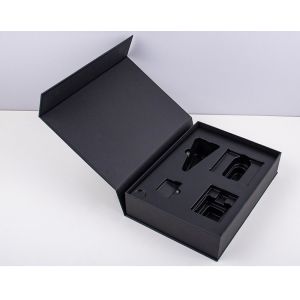 Black Paperboard Gift Box Magnet With Custom Insert For Bottles