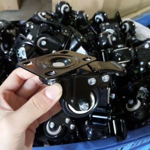 40mm Light Duty Casters Set Black PVC Swivel Threaded Stem Castors