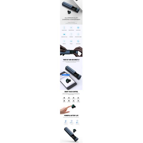 Ergonomic 500mAH Bluetooth Wireless Stereo Earbuds With Cylinder Charging Base