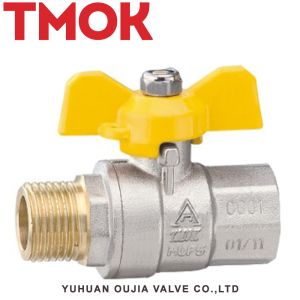 brass inner wire butterfly handle chrome plated gas ball valve