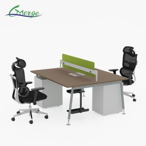 Wood Open Space Office Workstation Lockable Drawers and Customizable Options for