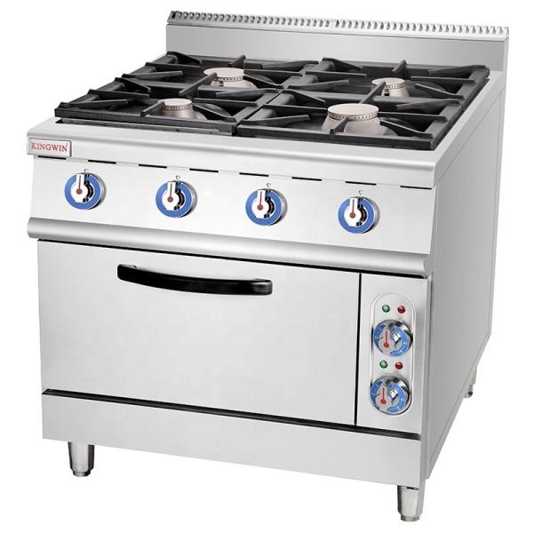 Quality Powerful 4 Burner Commercial Cooking Gas Stove with Warmer Drawer and Manual Control wholesale