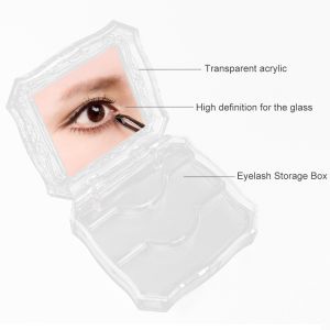 ODM Transparent Square Shaped False Eyelash Storage Case With Mirror