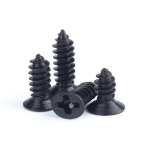 China Grade Class 12.9 Black Oxide Cadmium Plated Cross Recessed Round Head Wood Tapping Screw on sale
