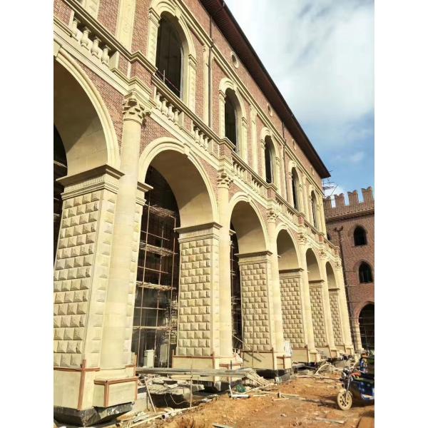 OEM Light Yellow Sandstone Carvings Porch Post Door Decorative Stone Pillar