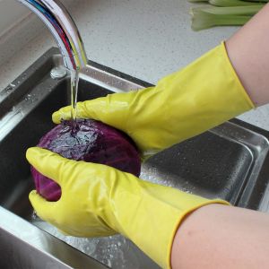 Generally Used Flock Lined Latex Gloves , Lined Dishwashing Gloves size S - XL