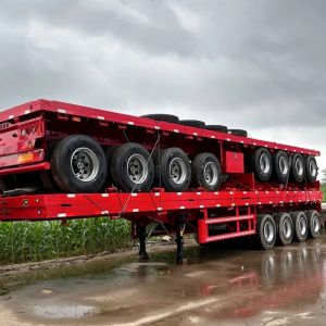 3 Axle 20ft Shipping Container Flatbed Semi Truck Flatbed Semi Trailer With