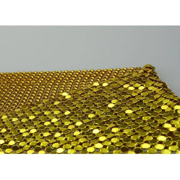 Golden Metal Shimmer Sequin Metallic Mesh Fabric Cloth For Room Divider Curtains