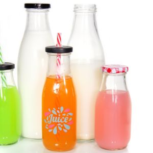Custom Printed Recycled Glass Milk Bottles 1l Clear Transparent