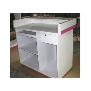 Modern Style Cash Wrap Counter With Drawer , White Retail Store Checkout Counters
