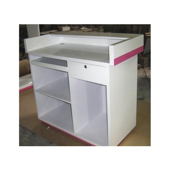 Quality Modern Style Cash Wrap Counter With Drawer , White Retail Store Checkout Counters wholesale