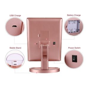 Tri Fold LED Makeup Mirror desktop Vanity Mirror USB for Power Cosmetic Mirror