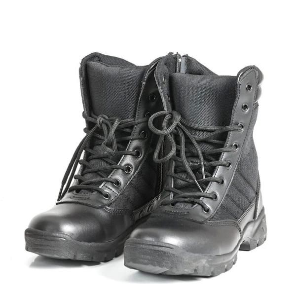 Leather Insulated Military Boots For Men Breathable High Top Non Slip Rubber
