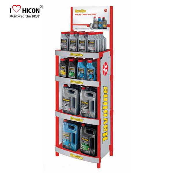 Quality Attractive Customized Floor Metal Display Racks Lubricating Motor Engine Oil Display Shelf wholesale