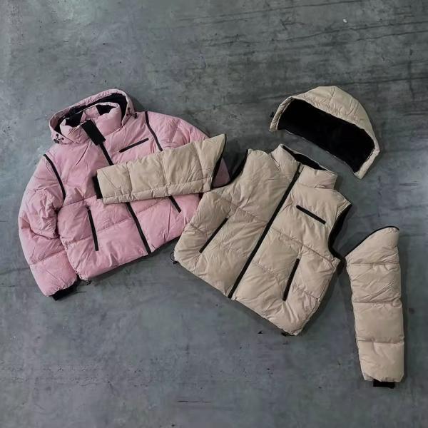 Winter Custom Unisex Cotton Detachable Zip up Sleeveless Coat with Hood Cropped