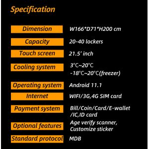 Cup Cake Cooling Locker Vending Machine With R290 Refrigerator And Micron Smart