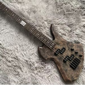 Custom 5 Strings Neck Through Body Burl Maple Top Special Body Electric Bass Guitar