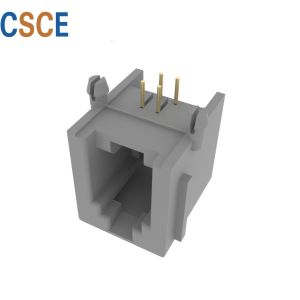 5523 Series Right Angle RJ11 Single Port Female Modular Jack With Panel Stop