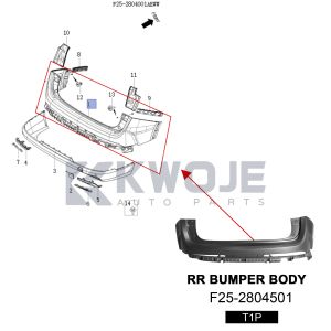 OEM F20-2804507AABJ Auto Spare PartsRear Bumper Body T1P for Jetour L9