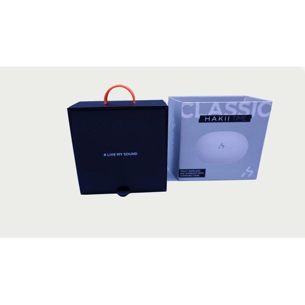 Quality Wireless Electronics Packaging Box With Handle and Sleeve Matt PP lamination, black paper box wholesale