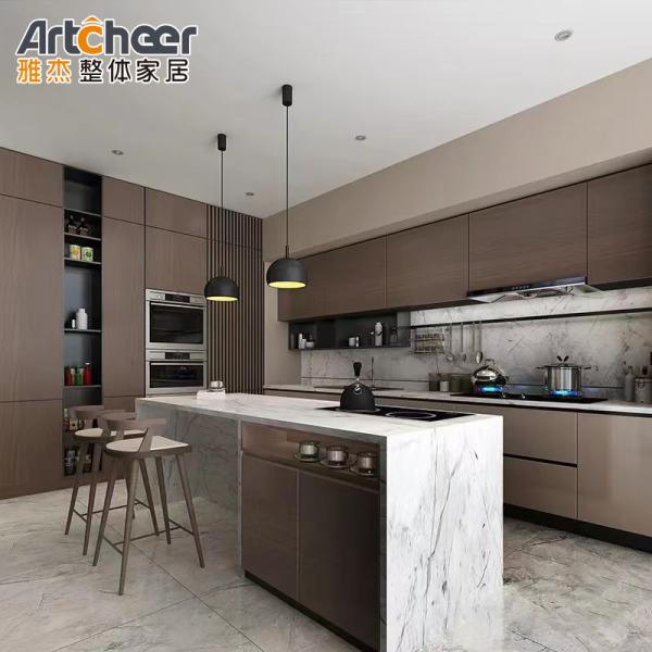 Customized Modern Kitchen Cabinet in Turkey with PVC Membrane Door Panel and Plywood Carcase