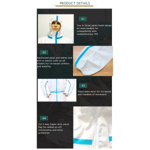 Medical Ppe Disposable Coveralls Aami Pb70 Level 1 2 3 Taped Microporous