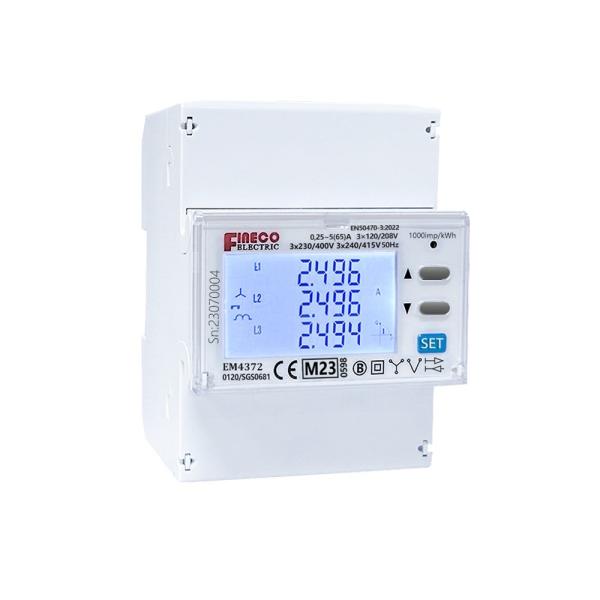 65A Modbus 3 Phase Power Analyzer Energy Meter for Measuring Energy Range 0